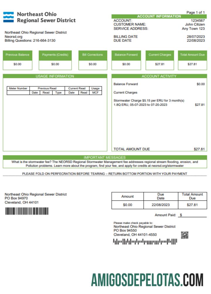 Para baixar modelo de projeto de lei de serviços públicos do distrito regional de esgoto do nordeste dos EUA em Ohio